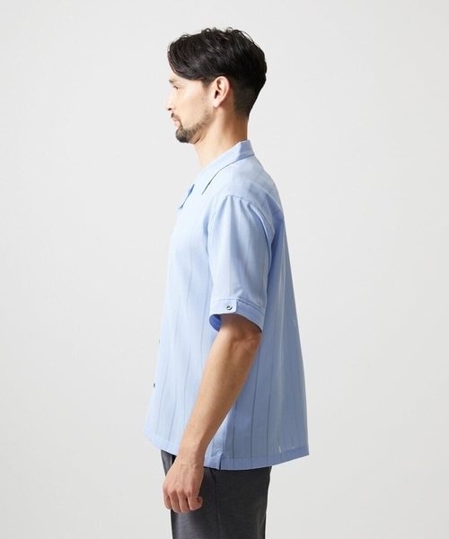 MICHEL KLEIN HOMME (ミッシェルクランオム)の「ストライプリラックス半袖シャツ(シャツ/ブラウス・メンズ・ライトブルー/ネイビー・MEDIUM/X-LARGE/LARGE)」の6枚目の写真
