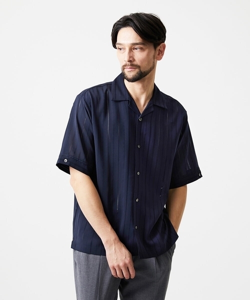MICHEL KLEIN HOMME (ミッシェルクランオム)の「ストライプリラックス半袖シャツ(シャツ/ブラウス・メンズ・ライトブルー/ネイビー・MEDIUM/X-LARGE/LARGE)」の14枚目の写真