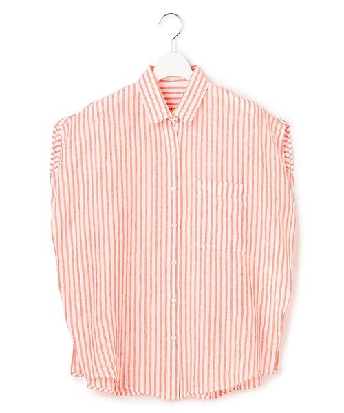 23区 L（ニジュウサンクオオキイサイズ）の「LIBECOリネン ストライプ シャツ（シャツ/ブラウス・レディース・オレンジ系1/ダルブルー系1/ライトイエロー系1・46/44）」の15枚目の写真