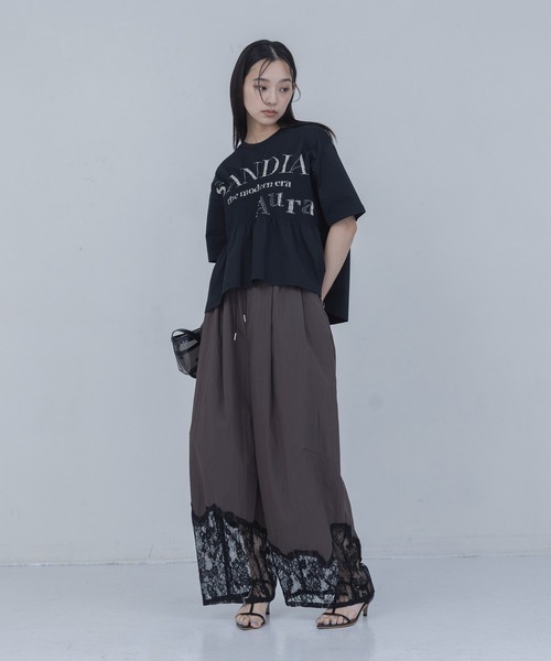 Eimee Law(エイミーロウ)の「ウェーブレース タックワイドパンツ(その他パンツ・レディース・ベージュ/ネイビー/ブラウン・FREE)」の15枚目の写真