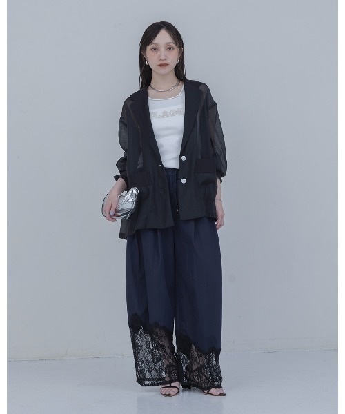 ウェーブレース タックワイドパンツ Eimee Law│Eimee Law & LHELBIE