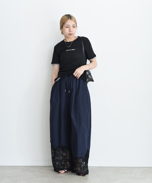 ウェーブレース タックワイドパンツ Eimee Law│Eimee Law & LHELBIE