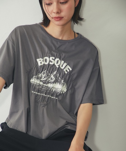 SMILE ORCHID(スマイルオーキッド)の「【接触冷感】クリアー天竺 シャーリングロゴTシャツ(Tシャツ/カットソー・レディース・ブラック/オフホワイト/グレー・FREE)」の13枚目の写真