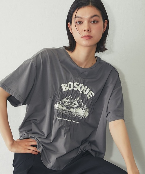SMILE ORCHID(スマイルオーキッド)の「【接触冷感】クリアー天竺 シャーリングロゴTシャツ(Tシャツ/カットソー・レディース・ブラック/オフホワイト/グレー・FREE)」の14枚目の写真
