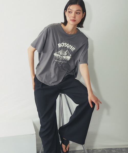 SMILE ORCHID(スマイルオーキッド)の「【接触冷感】クリアー天竺 シャーリングロゴTシャツ(Tシャツ/カットソー・レディース・ブラック/オフホワイト/グレー・FREE)」の15枚目の写真