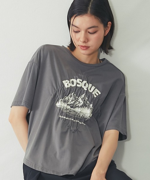 SMILE ORCHID(スマイルオーキッド)の「【接触冷感】クリアー天竺 シャーリングロゴTシャツ(Tシャツ/カットソー・レディース・ブラック/オフホワイト/グレー・FREE)」の16枚目の写真