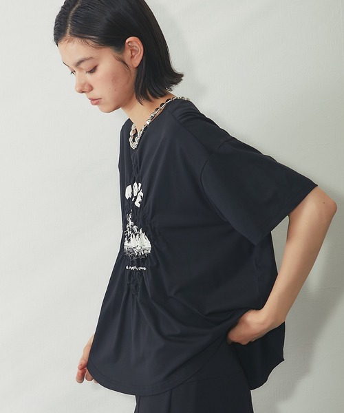 SMILE ORCHID(スマイルオーキッド)の「【接触冷感】クリアー天竺 シャーリングロゴTシャツ(Tシャツ/カットソー・レディース・ブラック/オフホワイト/グレー・FREE)」の19枚目の写真