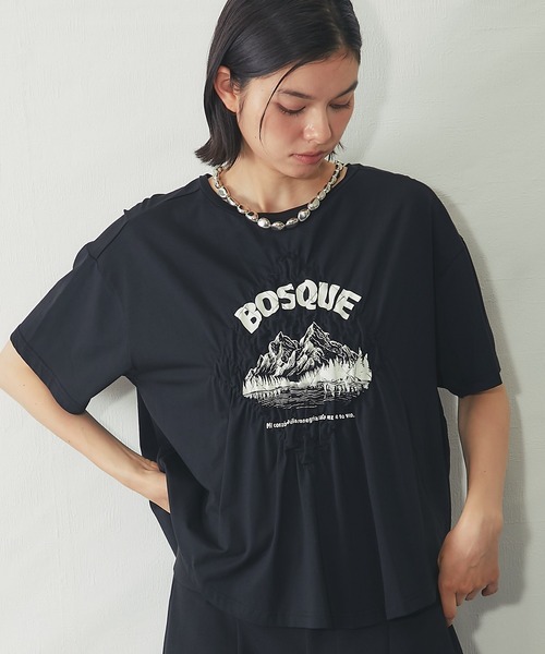 SMILE ORCHID(スマイルオーキッド)の「【接触冷感】クリアー天竺 シャーリングロゴTシャツ(Tシャツ/カットソー・レディース・ブラック/オフホワイト/グレー・FREE)」の20枚目の写真