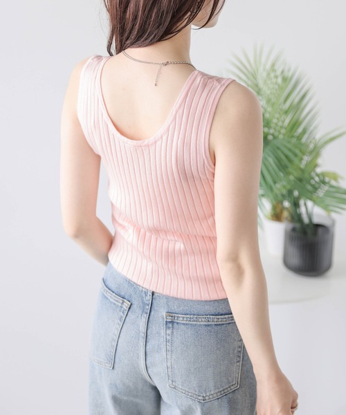 La-gemme(ラジェム)の「シンプル2wayリブニットトップス(ニット/セーター・レディース・グレー/ブラック/ピンク/ホワイト/ネイビー・フリー)」の15枚目の写真