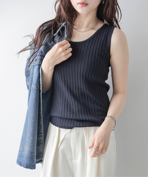 La-gemme(ラジェム)の「シンプル2wayリブニットトップス(ニット/セーター・レディース・グレー/ブラック/ピンク/ホワイト/ネイビー・フリー)」の19枚目の写真