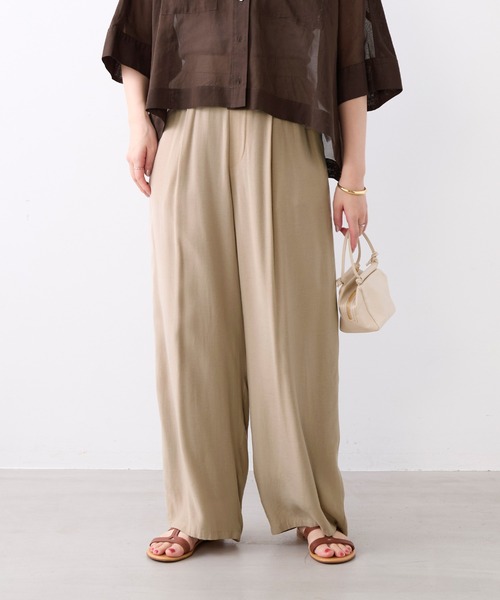 MICA&DEAL(マイカ&ディール)の「とろみタックパンツ〈2サイズ展開〉〈セットアップ対応〉(その他パンツ・レディース・ダークグリーン/マルチ/ベージュ・38/36)」の1枚目の写真