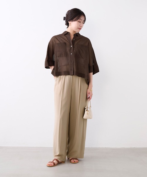 MICA&DEAL(マイカ&ディール)の「とろみタックパンツ〈2サイズ展開〉〈セットアップ対応〉(その他パンツ・レディース・ダークグリーン/マルチ/ベージュ・38/36)」の6枚目の写真