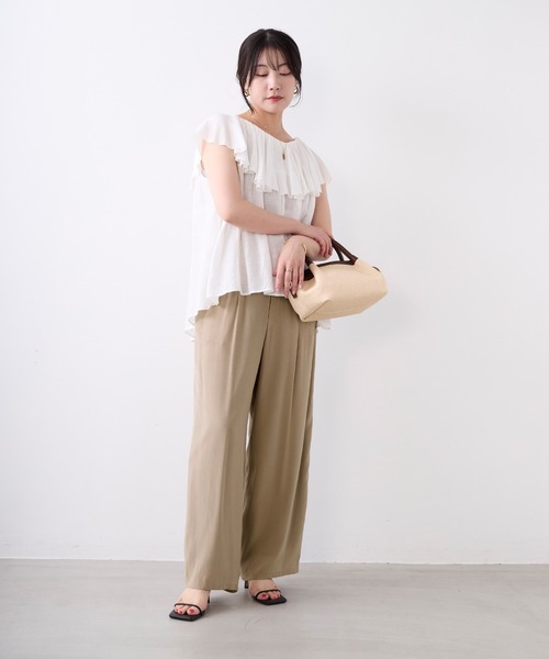 MICA&DEAL(マイカ&ディール)の「とろみタックパンツ〈2サイズ展開〉〈セットアップ対応〉(その他パンツ・レディース・ダークグリーン/マルチ/ベージュ・38/36)」の11枚目の写真