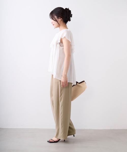 MICA&DEAL(マイカ&ディール)の「とろみタックパンツ〈2サイズ展開〉〈セットアップ対応〉(その他パンツ・レディース・ダークグリーン/マルチ/ベージュ・38/36)」の12枚目の写真