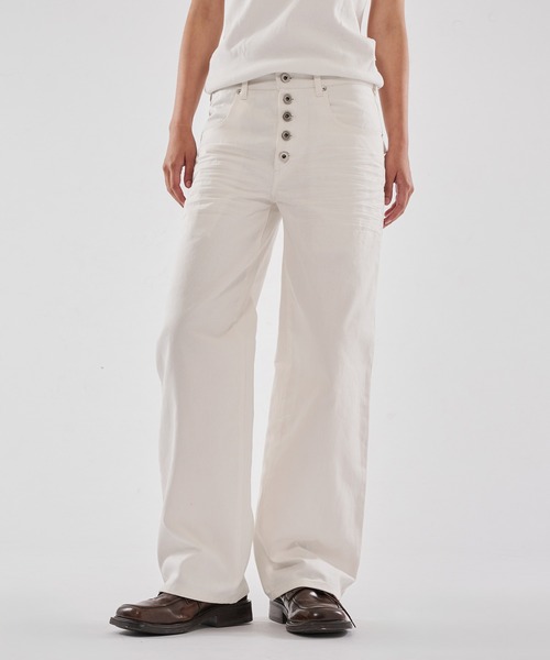 WISH FOR EVER(ウィッシュフォーエバー)の「ASSORT LINES STRAIGHT PANTS/アソートラインストレートパンツ(デニムパンツ・メンズ・ブラック/ホワイト/ライトインディゴブルー/インディゴブルー・LARGE/MEDIUM/SMALL)」の1枚目の写真