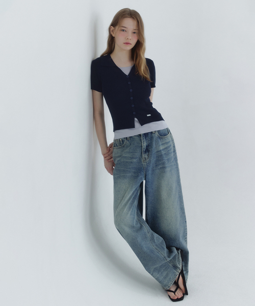 MICANE(ミケーネ)の「イエレナカラリングレイヤードニット(ニット/セーター・レディース・スカイブルー/ダークネイビー・SMALL/MEDIUM/LARGE/X-LARGE)」の5枚目の写真