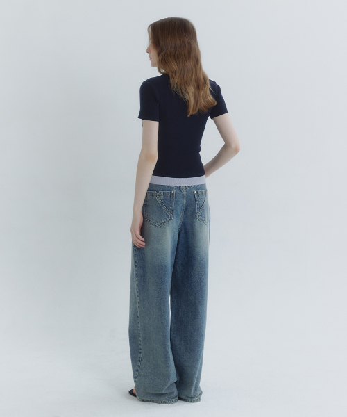 MICANE(ミケーネ)の「イエレナカラリングレイヤードニット(ニット/セーター・レディース・スカイブルー/ダークネイビー・SMALL/MEDIUM/LARGE/X-LARGE)」の6枚目の写真
