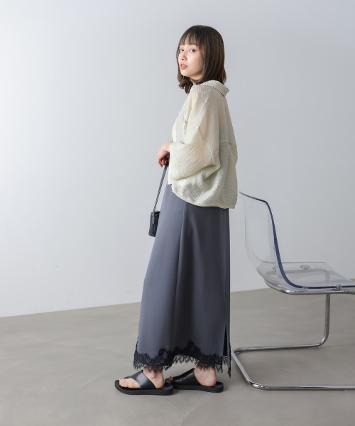 Bab(バブ)の「シアーショートシャツブラウス/シアートップス/シアーシャツ(シャツ/ブラウス・レディース・アイボリー/サックスブルー/グリーン・M)」の16枚目の写真