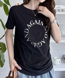 Tシャツ 半袖 箔プリント メタリック ロゴT クルーネック カットソー きれいめカジュアル トップス 大人可愛い 夏