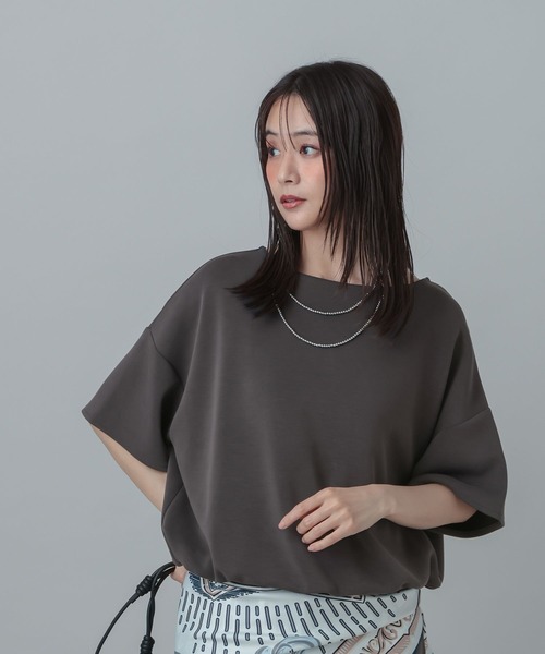 GLOBAL WORK(グローバルワーク)の「MATINEE LINE/フィブリルゆるプルオーバー半袖/678447(Tシャツ/カットソー・レディース・カーキ/チャコールグレー/ネイビー・LARGE/MEDIUM)」の8枚目の写真