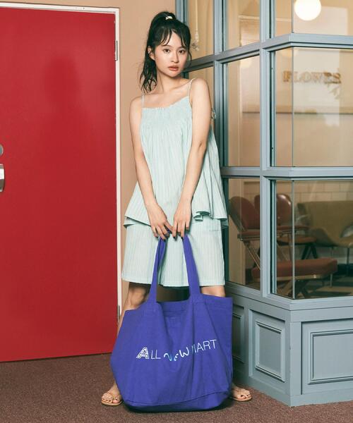 ALL NEW MART(オールニューマート)の「ALL NEW MART ビッグトートバッグ(トートバッグ・レディース・アイボリー/ブルー/ブラック/レッド系1・00)」の3枚目の写真