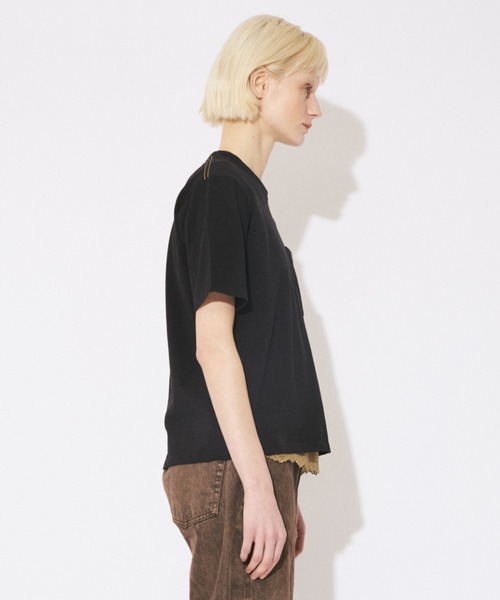 beautiful people（ビューティフルピープル）の「high twist jersey regular-fit metallic embroidery Tshirts（Tシャツ/カットソー・レディース・スカイブルー/オフホワイト/ブラック・40/38/36）」の5枚目の写真