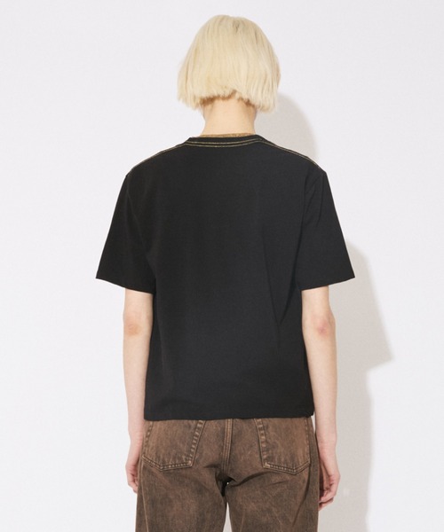 beautiful people（ビューティフルピープル）の「high twist jersey regular-fit metallic embroidery Tshirts（Tシャツ/カットソー・レディース・スカイブルー/オフホワイト/ブラック・40/38/36）」の6枚目の写真