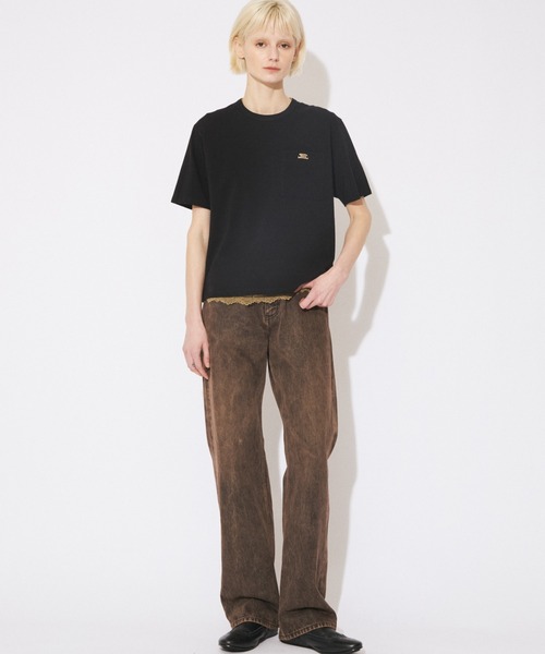 beautiful people（ビューティフルピープル）の「high twist jersey regular-fit metallic embroidery Tshirts（Tシャツ/カットソー・レディース・スカイブルー/オフホワイト/ブラック・40/38/36）」の7枚目の写真