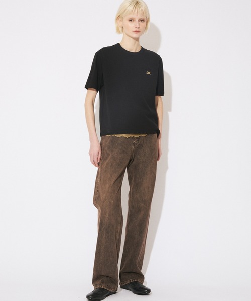 beautiful people（ビューティフルピープル）の「high twist jersey regular-fit metallic embroidery Tshirts（Tシャツ/カットソー・レディース・スカイブルー/オフホワイト/ブラック・40/38/36）」の8枚目の写真