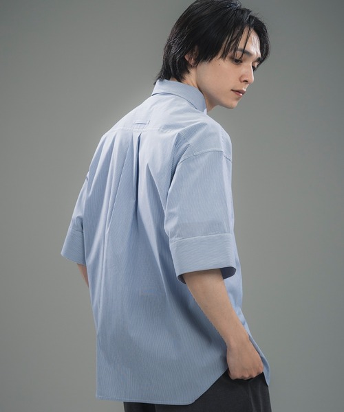 +phenix(プラスフェニックス)の「+phenix(プラスフェニックス)CUFFED SHORT SLEEVE SHIRT / カフスショートスリーブシャツ(シャツ/ブラウス・メンズ・ブルー/サックスブルー/ブラック・M/XL/L)」の11枚目の写真