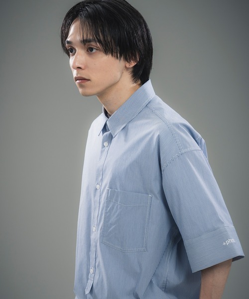 +phenix(プラスフェニックス)の「+phenix(プラスフェニックス)CUFFED SHORT SLEEVE SHIRT / カフスショートスリーブシャツ(シャツ/ブラウス・メンズ・ブルー/サックスブルー/ブラック・M/XL/L)」の14枚目の写真