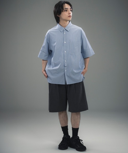 +phenix(プラスフェニックス)の「+phenix(プラスフェニックス)CUFFED SHORT SLEEVE SHIRT / カフスショートスリーブシャツ(シャツ/ブラウス・メンズ・ブルー/サックスブルー/ブラック・M/XL/L)」の15枚目の写真