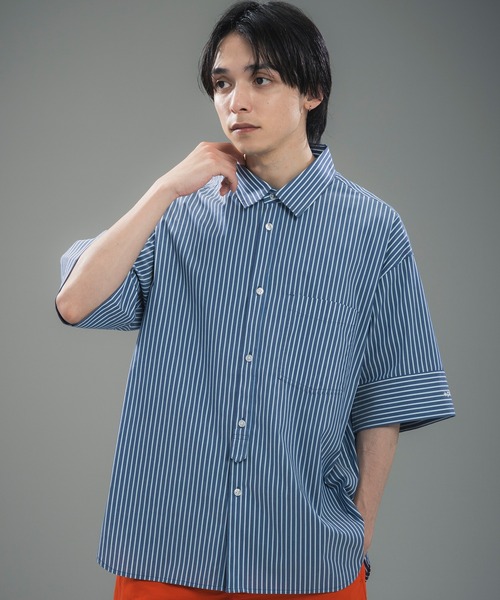 +phenix(プラスフェニックス)の「+phenix(プラスフェニックス)CUFFED SHORT SLEEVE SHIRT / カフスショートスリーブシャツ(シャツ/ブラウス・メンズ・ブルー/サックスブルー/ブラック・M/XL/L)」の20枚目の写真