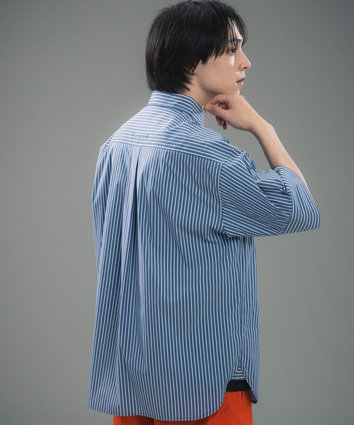 +phenix(プラスフェニックス)の「+phenix(プラスフェニックス)CUFFED SHORT SLEEVE SHIRT / カフスショートスリーブシャツ(シャツ/ブラウス・メンズ・ブルー/サックスブルー/ブラック・M/XL/L)」の21枚目の写真