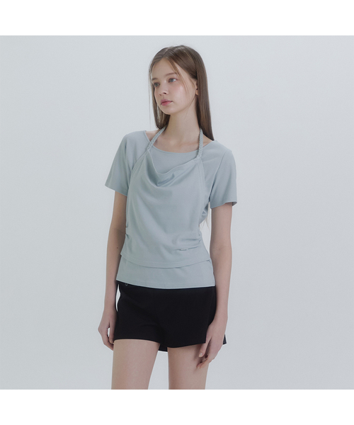 MICANE（ミケーネ）の「エイベルホルターネックワンピースT-ショート.ver（Tシャツ/カットソー・レディース・アイボリー/ブラック/スカイブルー・X-LARGE/LARGE/MEDIUM/SMALL）」の3枚目の写真