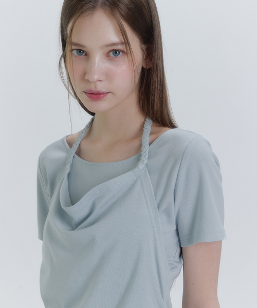 MICANE（ミケーネ）の「エイベルホルターネックワンピースT-ショート.ver（Tシャツ/カットソー・レディース・アイボリー/ブラック/スカイブルー・X-LARGE/LARGE/MEDIUM/SMALL）」の4枚目の写真