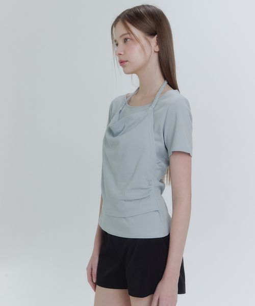 MICANE（ミケーネ）の「エイベルホルターネックワンピースT-ショート.ver（Tシャツ/カットソー・レディース・アイボリー/ブラック/スカイブルー・X-LARGE/LARGE/MEDIUM/SMALL）」の5枚目の写真