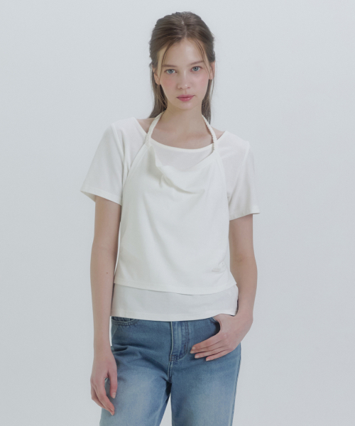 MICANE（ミケーネ）の「エイベルホルターネックワンピースT-ショート.ver（Tシャツ/カットソー・レディース・アイボリー/ブラック/スカイブルー・X-LARGE/LARGE/MEDIUM/SMALL）」の7枚目の写真