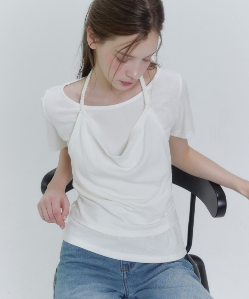 MICANE（ミケーネ）の「エイベルホルターネックワンピースT-ショート.ver（Tシャツ/カットソー・レディース・アイボリー/ブラック/スカイブルー・X-LARGE/LARGE/MEDIUM/SMALL）」の8枚目の写真