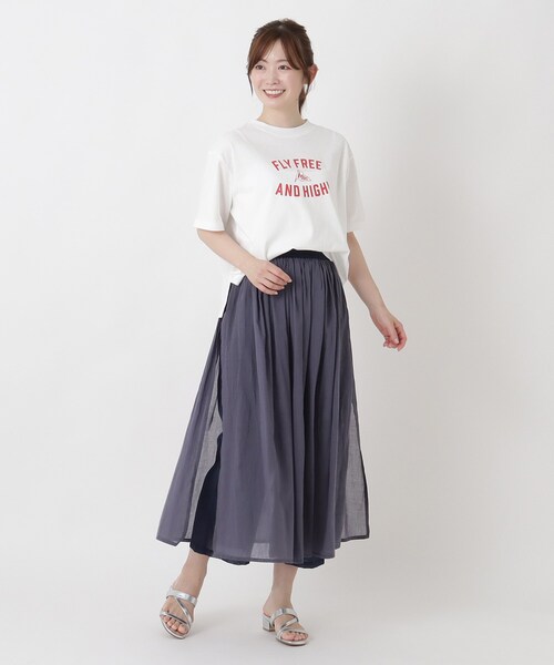 one'sterrace（ワンズテラス）の「コットン ワイドプリント Tシャツ B（Tシャツ/カットソー・レディース・ブルー系その他7/アイボリー系8/ブラウン系8・02）」の8枚目の写真