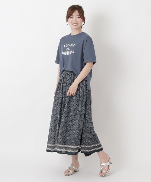 one'sterrace（ワンズテラス）の「コットン ワイドプリント Tシャツ B（Tシャツ/カットソー・レディース・ブルー系その他7/アイボリー系8/ブラウン系8・02）」の6枚目の写真