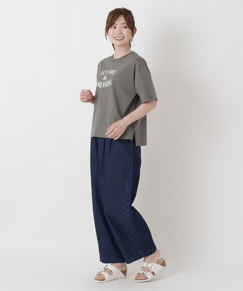 one'sterrace（ワンズテラス）の「コットン ワイドプリント Tシャツ B（Tシャツ/カットソー・レディース・ブルー系その他7/アイボリー系8/ブラウン系8・02）」の4枚目の写真