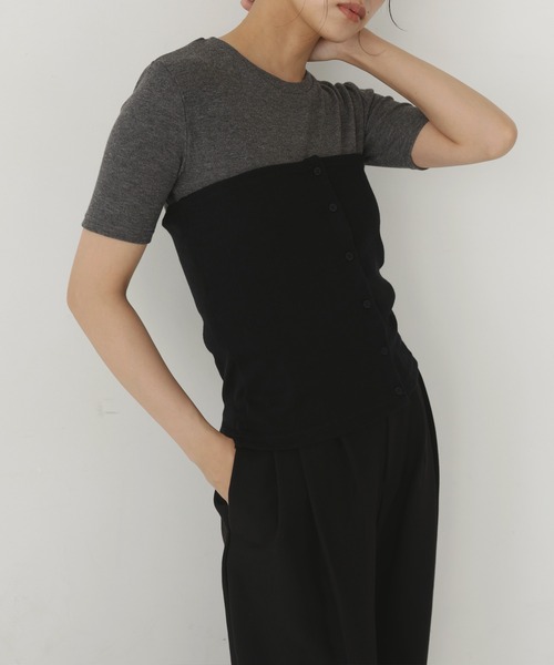 hellam(へラム)の「マルチウェイビスチェセットTシャツ(Tシャツ/カットソー・レディース・ブラウン/ブラック/カーキ・FREE)」の4枚目の写真