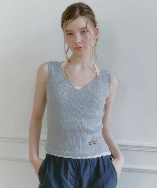 MICANE(ミケーネ)の「ドリンラップスリーブレスティ(Tシャツ/カットソー・レディース・アイボリー/ブラック/ライトグレー・X-LARGE/LARGE/MEDIUM/SMALL)」の10枚目の写真