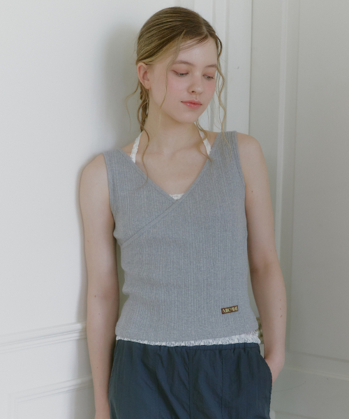 MICANE(ミケーネ)の「ドリンラップスリーブレスティ(Tシャツ/カットソー・レディース・アイボリー/ブラック/ライトグレー・X-LARGE/LARGE/MEDIUM/SMALL)」の12枚目の写真
