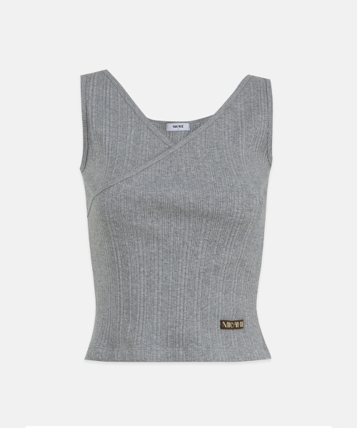 MICANE(ミケーネ)の「ドリンラップスリーブレスティ(Tシャツ/カットソー・レディース・アイボリー/ブラック/ライトグレー・X-LARGE/LARGE/MEDIUM/SMALL)」の6枚目の写真
