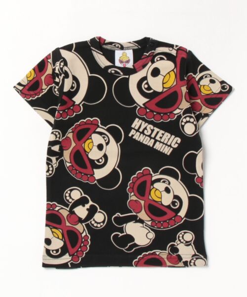 HYSTERIC MINI(ヒステリックミニ)の「PANDA MINI 総柄半袖Tシャツ(Tシャツ/カットソー・キッズ・ブラック/レッド・90)」の1枚目の写真