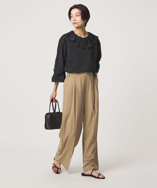green label relaxing(グリーンレーベルリラクシング)の「ボイル 2タック イージー ワイドパンツ マシンウォッシャブル 吸水速乾 通気性(その他パンツ・レディース・ネイビー/ベージュ・36/38/40)」の21枚目の写真