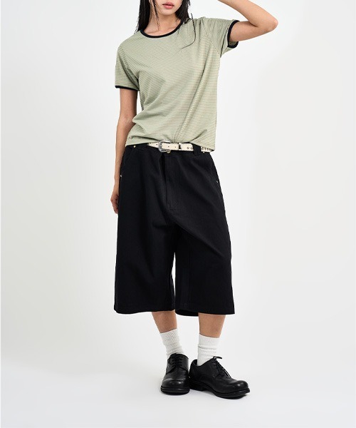 raucohouse(ラウコハウス)の「ボーダーリンガー半袖Tシャツ(Tシャツ/カットソー・レディース・ネイビー/グリーン・FREE)」の3枚目の写真