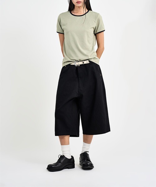 raucohouse(ラウコハウス)の「ボーダーリンガー半袖Tシャツ(Tシャツ/カットソー・レディース・ネイビー/グリーン・FREE)」の4枚目の写真